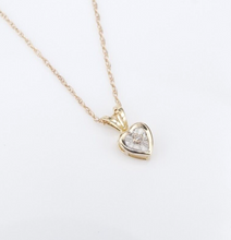 14k Yellow Gold Diamond Heart Pendant Necklace 15" Child Baby NG1534