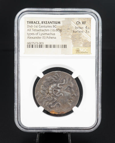 Ancient Kingdom of Thrace Lysimachos AR Tetradrachm Silver Coin NGC CN545
