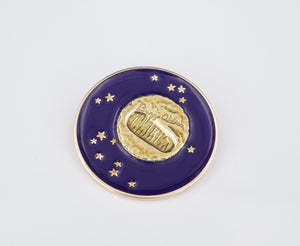 14k Gold Tiffany & Co Nasa Apollo Moon Landing 1969 Enamel Brooch 1.25" OG390