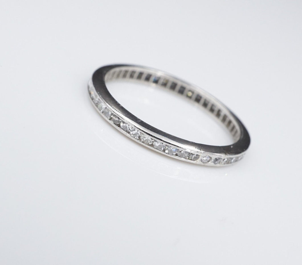 Antique Art Deco Platinum Diamond Wedding Eternity Band Ring Size 6 2mm RG3309