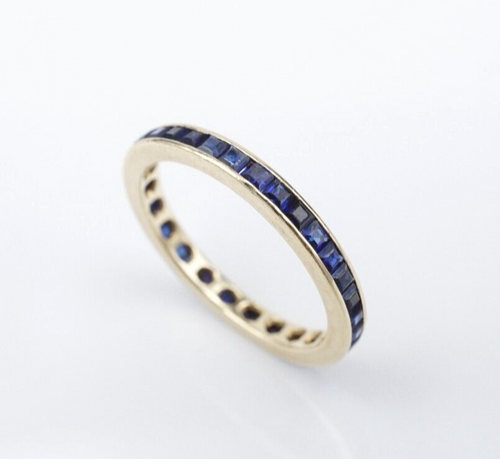 Vintage Sapphire Eternity Band Ring 14k Yellow Gold Size 6.25 2.5mm RG4209