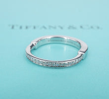 Tiffany & Co 18k White Gold Diamond Lock Ring Band Size 7.25 18 RG4356