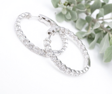 Diamond Inside Out Hoop Earrings 14k White Gold 6 carat Natural 1.3" EG2328