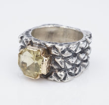 Dian Malouf Ring Sterling Silver 14k Citrine Cross Cigar Band Size 5.75 RS3476