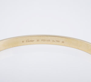 Cartier 18k Yellow Gold Love Bracelet Size 20 with Box & Cert BG786