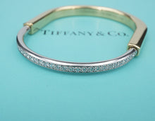 Tiffany Lock Wide Diamond Hinged Bangle 1.2ct 18k Yellow Gold Bracelet 7" BG1026