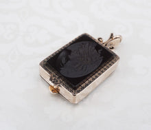 Antique Mourning Locket 10k Rose Gold Intaglio Likely Haunted Fob 1.25" PG1813