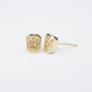 GIA Yellow Diamond Stud Earrings 2.26 ctw 18k Gold Radiant Natural VVS1 EG2410