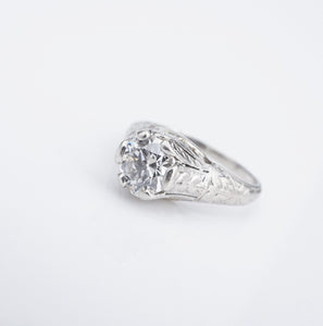 Vintage 1930s Platinum Diamond Ring Engagement 1 carat Euro Cut OEC RG4208