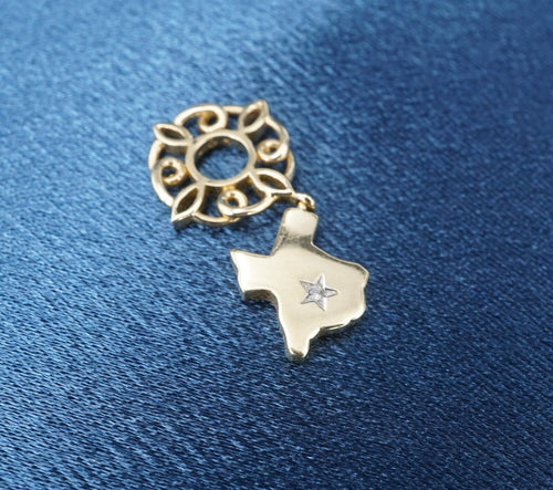 Storywheels State of Texas Dangle with Diamond 14K Gold Wheel Charm CHS1925
