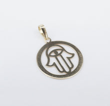 Vintage 14k Yellow Gold Hamsa Eye Charm Pendant 0.75" PG1883