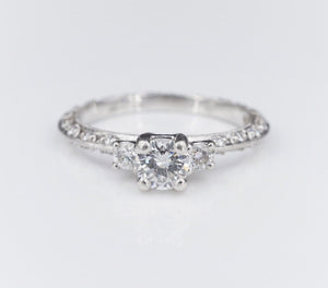 Platinum Tacori Diamond 3 Stone Eternity Engagement Ring Sz 7.25 with Box RG3806