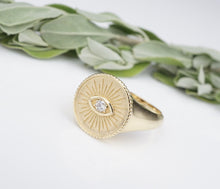 Sydney Evan 14k Yellow Gold Diamond Evil Eye Coin Signet Ring Size 6.75 RG3821