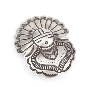 Navajo Bolo Tie Sterling Silver Kachina Emerson Bill Signed Artisan 3" M1886