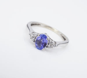 Tanzanite Diamond Cocktail Ring 10k White Gold Natural Size 5.5 RG4116