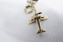 Circa 1915 14k Airplane Enamel Bracelet Yellow Gold 7" WWI w/ Plane Charm BG882