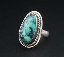 Artisan Navajo Sterling Silver Green Turquoise Ring Size 8 Signed RVT RS3425