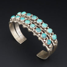 Navajo Turquoise Cuff Bracelet Sterling Silver Dennison John 7" BS2954