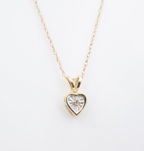 14k Yellow Gold Diamond Heart Pendant Necklace 15" Child Baby NG1534