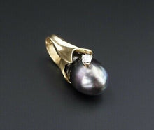 Custom Fairclough 18k Gold Diamond Tahitian Pearl Pendant 1.25" Maui PG1430