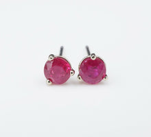 14k White Gold Natural Ruby Stud Earrings Round 2/3 Carat Free Shipping EG1694