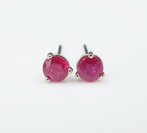 14k White Gold Natural Ruby Stud Earrings Round 2/3 Carat Free Shipping EG1694