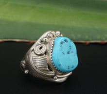 Southwest Turquoise Ring Sterling Silver Signed DM Size 9.5 Free Shipping RS3400