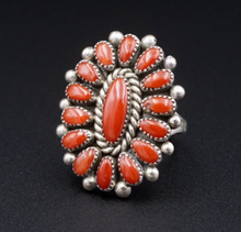 Zuni Coral Petit Point Ring Alice Quam Sterling Silver Artisan Size 7 RS3519