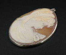 Vintage 14k Cameo Pendant Yellow Gold Carved Shell 2.2" Free Shipping PG1453