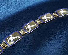 Circa 1915 14k Airplane Enamel Bracelet Yellow Gold 7" WWI w/ Plane Charm BG882