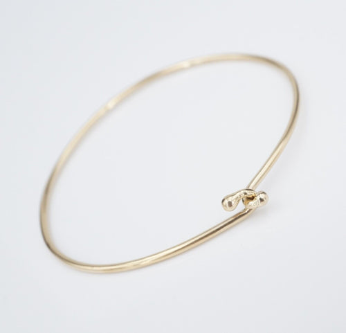 14k Thin Hook-On Bangle Bracelet Yellow Gold 6.75