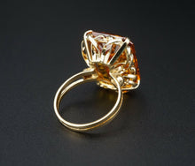 18K Yellow Gold 30ct Burnt Orange Created Sapphire Cocktail Candy Ring RG3040