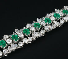 Natural Emerald and Diamond Bracelet 18k White Gold 26 carats 7" CO691