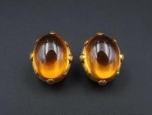 Donald Huber 18k Citrine Earrings Yellow Gold 24ct Button Ear Clip Luxe EG1525