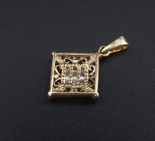 Vintage 10k Yellow Gold 1/4 ctw Natural Diamond Invisible Set Pendant 1" PG1768