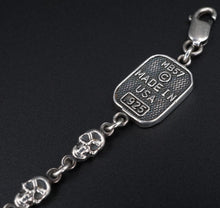 King Baby Studio Skull Link Bracelet Sterling Silver 8" Double Face 4mm BS2862