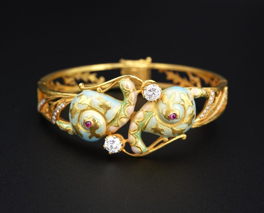 Masriera Enamel Diamond Bracelet Snail 18k Gold 6.25 BG720