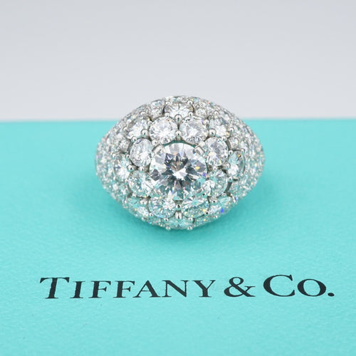 Vintage Tiffany & Co Platinum Pave Diamond Dome Ring Size 6 RG3468