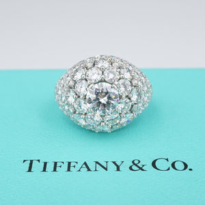 Vintage Tiffany & Co Platinum Pave Diamond Dome Ring Size 6 RG3468