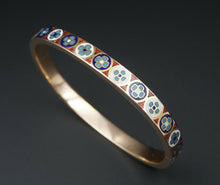 Imperial Russian Enamel Stone Inlay Bangle Bracelet 6.5" Yakov Lyapunov CO790