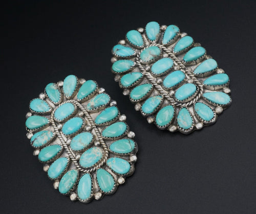 Vintage Navajo Begay Turquoise Earrings Victor Moses Sterling Silver 2.4