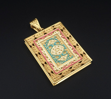 Vintage 21k Yellow Gold Locket Persian Enamel Pendant 2.15" Lefthand Open PG1799