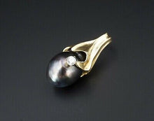 Custom Fairclough 18k Gold Diamond Tahitian Pearl Pendant 1.25" Maui PG1430