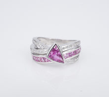 LeVian 18k White Gold Bubblegum Pink Sapphire Diamond Ring Size 7.75 RG3903