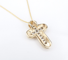 Vintage 14k Yellow Gold Diamond Cross Pendant Necklace 16-18" Adjustable NG1518