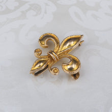 Vintage Fleur de Lis Brooch Pendant 10k Yellow Gold 3D 1" Milgrain OG434