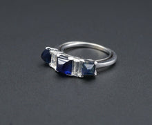 Modernist Sapphire Diamond Ring Platinum 2.5ct Natural Blue Size 5 RG2666