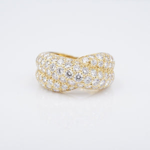 Van Cleef 18k Pave Diamond Ring Crossover Entrelacs Size 5.25 Euro 50 VCA RG4256