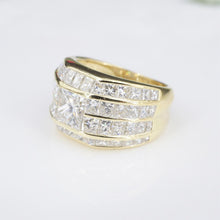 Diamond Wide Band Ring Princess 18k Yellow Gold 6 carats Size 7 CO1104