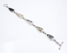 Sterling Silver Whitney Kelly Onyx Rutilated Quartz Jasper Bracelet 7.75" BS2926